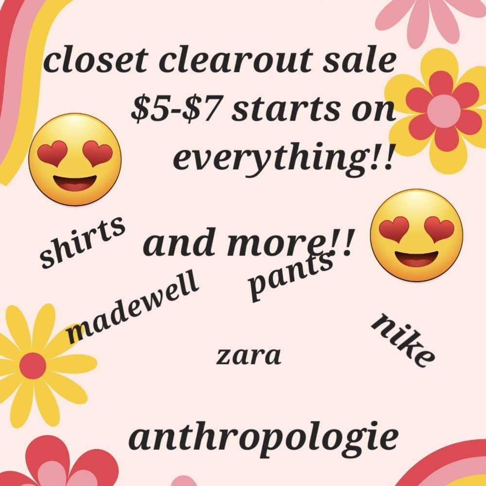 CLOSET CLEAROUT SALE  8/8 @7:30P LIKE THIS POST TO BE NOTIFIED WHEN ILL BE ON..